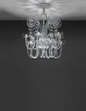 Carlo Scarpa, Ten-armed chandelier, model no. 5315, 1940, Lattimo glass, clear glass, painted metal