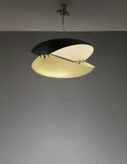 Rare ceiling light by Ettore Sottsass, 1957, Painted aluminium, acrylic, nylon wire, brass, sold Sep 2014