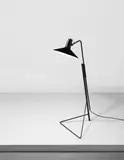 Gino Sarfatti, Adjustable wall and standard lamp, model no. 1045, circa 1951, Patinated brass, painted metal
