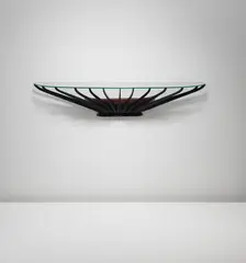Rare wall-mounted console by Carlo De Carli, circa 1948, Mahogany, glass, offered Sep 2014