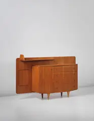 Rare sideboard with integrated shelf by Gio Ponti, 1947-1950, Walnut-veneered wood, walnut, brass, sold Sep 2014