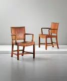 Kaare Klint, Pair of rare 'Red' armchairs, model no. 3758A, designed for the Prime Minister's Office, Copenhagen