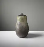 Patrick Nordström, Lidded jar, 1922, Glazed stoneware, bronze
