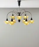 Nine-armed 'Cascade' ceiling light, type 1/1 shades by Poul Henningsen, circa 1933, Frosted glass, nickel-plated tubular metal, patinated brass, Bakelite, offered Sep 2014