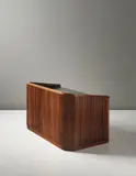 Palle Suenson, Unique desk, from the office at Aarhus Oil Factory A/S, circa 1940, Rosewood-veneered wood, Cuban mahogany, leather, brass, glass