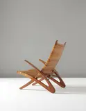 Rare 'Dolphin' folding armchair, model no. JH510 by Hans J. Wegner, 1950, Oak, cane, brass, sold Sep 2014