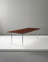 Extendable dining table by Hans J. Wegner, circa 1960, Brazilian rosewood, chromium-plated tubular steel, chromium-plated steel, offered Sep 2014