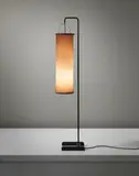 Ejner Larsen and Aksel Bender Madsen, Rare standard lamp, circa 1957, Teak, painted tubular metal, painted metal, fabric shade