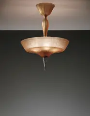 Simon Gate, Ceiling light, 1920s, Cut and polished glass with acid satin finish, nickel-plated metal, pewter