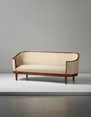 Carl Malmsten, Sofa, 1940s, Rosewood-veneered wood and fruitwood marquetry, rosewood, fabric