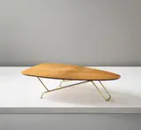 Coffee table, model no. 6401 by Greta Magnusson Grossman, circa 1952, Walnut-veneered wood, tubular brass, sold Sep 2014
