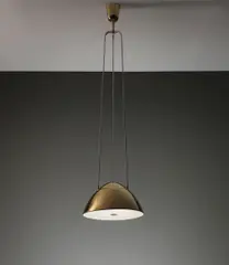 Paavo Tynell, Ceiling light, circa 1950, Brass, perforated brass, frosted glass