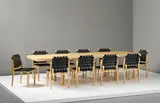 Alvar Aalto, Extendable 'H Leg' dining table, circa 1956 and ten dining chairs, model no. 612