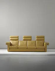Unique adjustable four-seater sofa, commissioned for a private residence, Helsinki by Ilmari Tapiovaara, 1950s, Leather, oak, offered Sep 2014