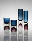 Set of four vases, including model nos. 3582 and 3584 by Tapio Wirkkala, 1955-1968, Mould-formed cased and flashed crystal glass, rim cut, sandblasted, acid matted, sold Sep 2014