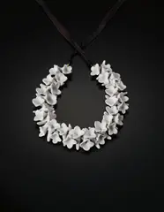 Aune Siimes, Necklace, designed 1945, Porcelain, ribbon, string
