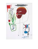 For B.A.M. by Jean-Michel Basquiat, 1985, acrylic and coloured oilstick on canvas, sold Feb 2013