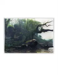 Jonathan Wateridge, Jungle River Landscape with Plane Wreck, 2006, oil on plexiglass sheets (in ten parts)