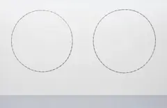 Adel Abdessemed, Sphère II, 2006, barbed wire (in two parts)
