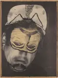 David Noonan, Untitled, 2008, screen printed jute and linen collage in artist’s raw oak frame