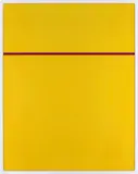 Cory Arcangel, Photoshop CS: 84 by 66 inches. 300 DPI, RGB, square pixels, default gradient "Blue, Red, Yellow", mousedown y=7600 x=8600, mouseup y=7850 x=8600