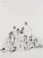 Bedroom Scene by George Condo, 2004, pencil on paper, sold Feb 2013