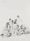 Bedroom Scene by George Condo, 2004, pencil on paper, sold Feb 2013