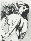 Three Women by George Condo, 2009, mixed media on paper, sold Feb 2013