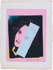 Isabelle Adjani by Andy Warhol, circa 1986, silkscreen inks and coloured paper collage on paper, sold Feb 2013