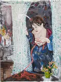 Hernan Bas, Countess eavesdropping, 2007, acrylic and water based oil on linen