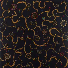 Fred Tomaselli, Fade into You, 1993, acrylic, leaves, pills and resin on panel