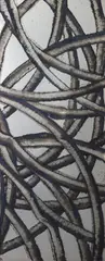 Untitled (Single) by Aaron Young, 2010, oil, acrylic and burnt rubber on aluminium, sold Feb 2013