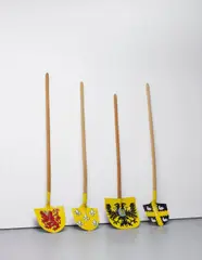 4 Shovels by Wim Delvoye, 1991, wood and enamelled metal (in four parts), sold Feb 2013