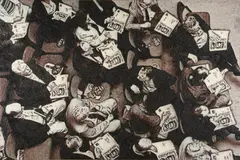 José María Cano, The Important Bidders, 2009, paraffin-wax, pigment and wax encaustic on canvas