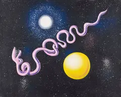 Space Snake by Kenny Scharf, 1987-88, acrylic and oil on canvas, sold Feb 2013
