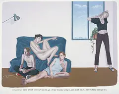 Muntean & Rosenblum, Untitled (We look at each other...), 2002, acrylic on canvas