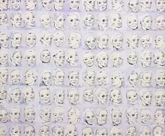 Nathalie by Philippe Pasqua, 2000, oil, wax crayon and photo collage on paper laid on canvas, offered Feb 2013