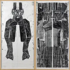 F Minor I and II by Matthew Monahan, 2000, ink on paper (in two parts), offered Apr 2013