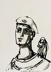 George Condo, Untitled, 1996, charcoal on paper