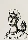 Untitled by George Condo, 1996, charcoal on paper, sold Apr 2013
