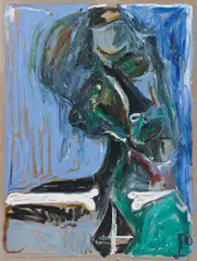 Self Portrate with Bones by Billy Childish, 2010, oil on canvas, sold Apr 2013
