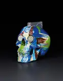 The Hours Spin Skull by Damien Hirst, 2009, household gloss paint on plastic skull with metal watch faces and CD, offered Apr 2013