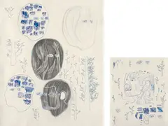Carter, Untitled, 2005, diptych: blue and black acrylic ink and paper on paper