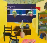 Studio by Shara Hughes, 2008, oil, acrylic, spraypaint and glitter on canvas, sold Apr 2013
