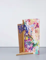 Avaf, Open Call, 2006, mixed media and collage on found wooden boards