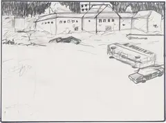 Untitled (study for Amateur Night, Steakout) by Jules de Balincourt, 2004, graphite and marker pen on paper, sold Apr 2013