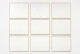 Marcel Broodthaers, Abbildung, 1973, typographic impressions on canvas (in 9 parts)