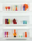 Matthew Darbyshire, Untitled: Shelves No.5 (and 3 details), 2008, glass, acrylic, resin, chipboard, metal, wood