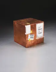 Walead Beshty, Fedex® Kraft Box© 2005 FEDEX 330504 REV 10/05 SSCC, Standard Overnight, Los Angeles-Beverly Hills, trk# 8726 7182 8553, date February 13-14 2012; Standard Overnight, San Francisco-Beverly Hills, trk# 8759 1171 4523, date January 29-30 2013; International Priority, Torrance-Mitcham, trk# 5552 4015 0268, date May 08-10 2013, 2005, polished copper box, and accrued FedEx tracking and shipping labels