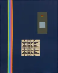 Josephine Meckseper, Untitled (Denim Rainbow II), 2003, acrylic, gouache and cloth on denim